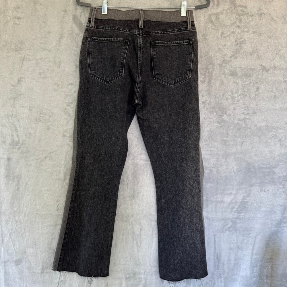 FRAME Le Pixie Crop Mini Boot Colorblock Jeans Silverwood Duo Grey Black Size 27 - Picture 8 of 9